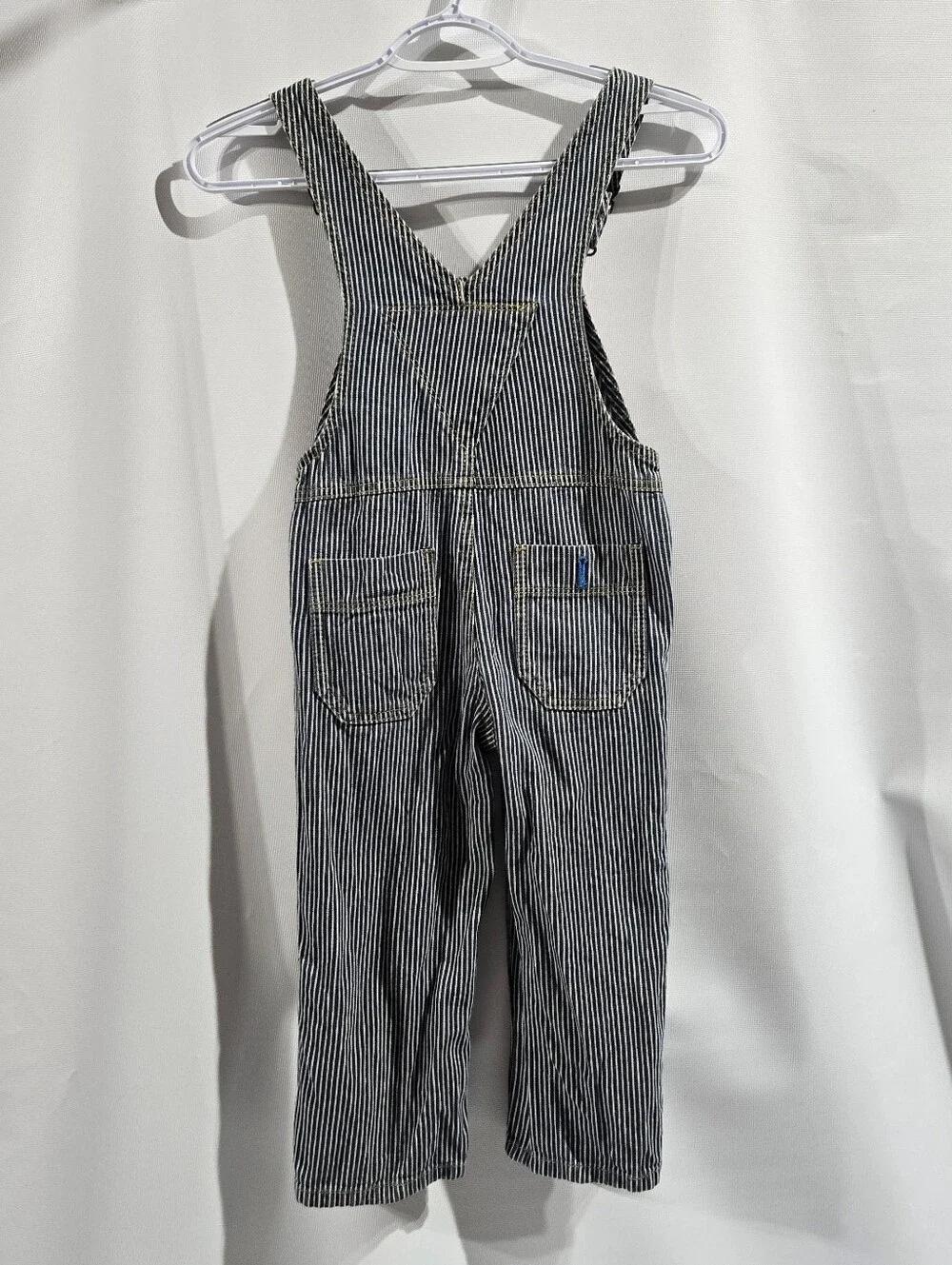 Oshkosh B'gosh Blue Striped 4t Boys Overalls 100% Cotton Copper Buttons